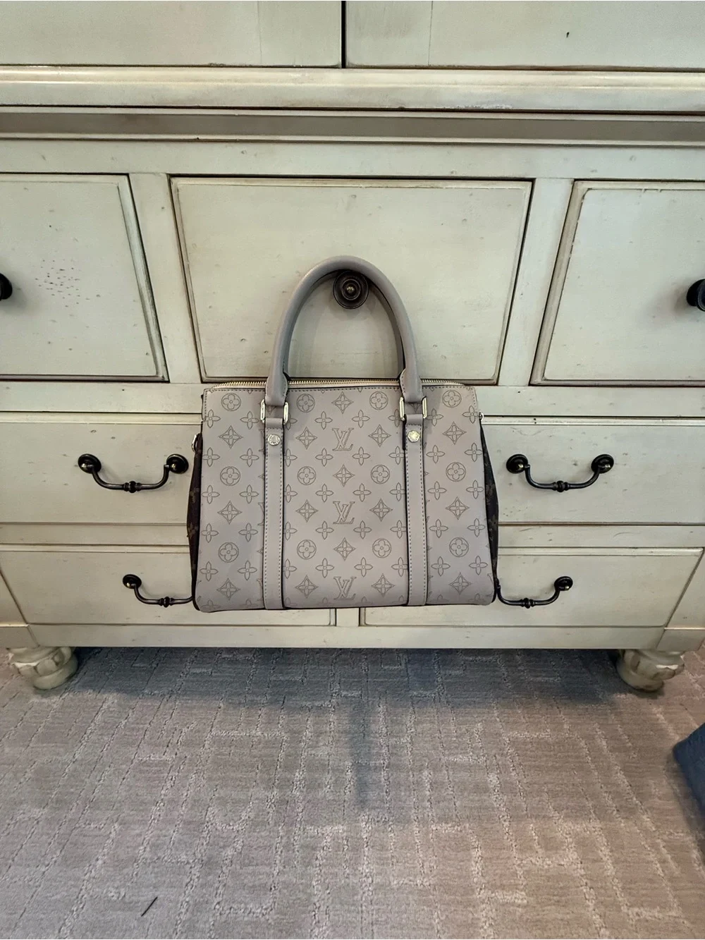 Gray Monogram Top-Handle Tote - Luxury Designer Inspired